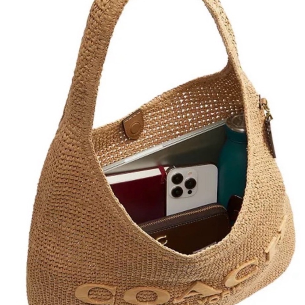 Coach Brooklyn 39 Straw Shoulder Bag - Picture 7 of 8